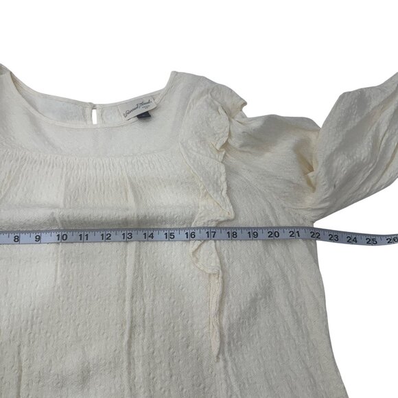 Universal Thread Womens Ivory Textured Ruffle 3/4L Sleeve Top Blouse Size M - Picture 5 of 9